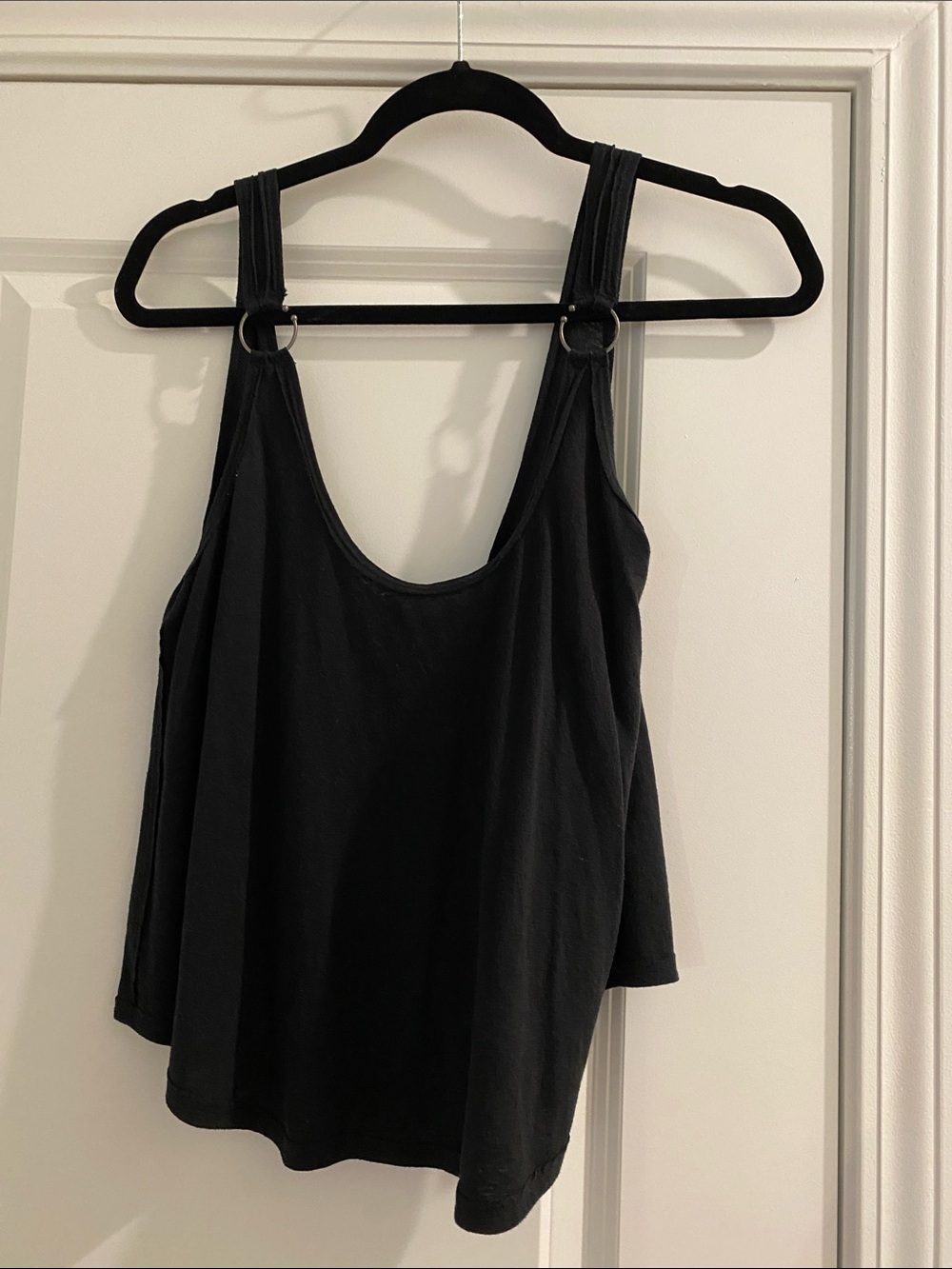 Free People Black Ring-Detail Tank Top